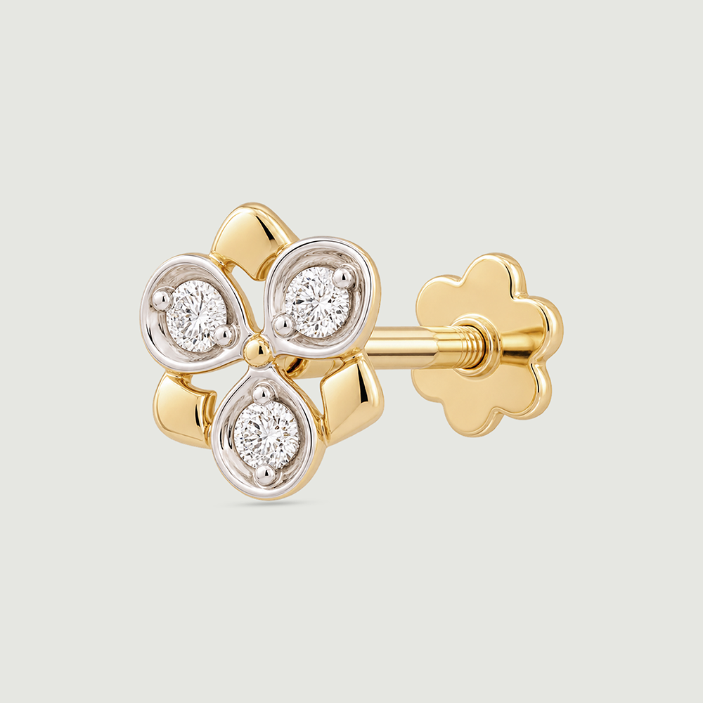 Glowing Triad Diamond Nose Pin,,hi-res thumbnail 4