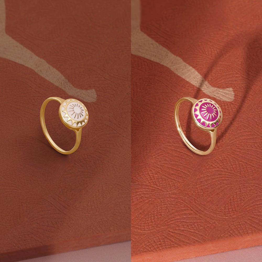 Luminous Sunset Enamel Gold Signet Ring,,hi-res thumbnail 1