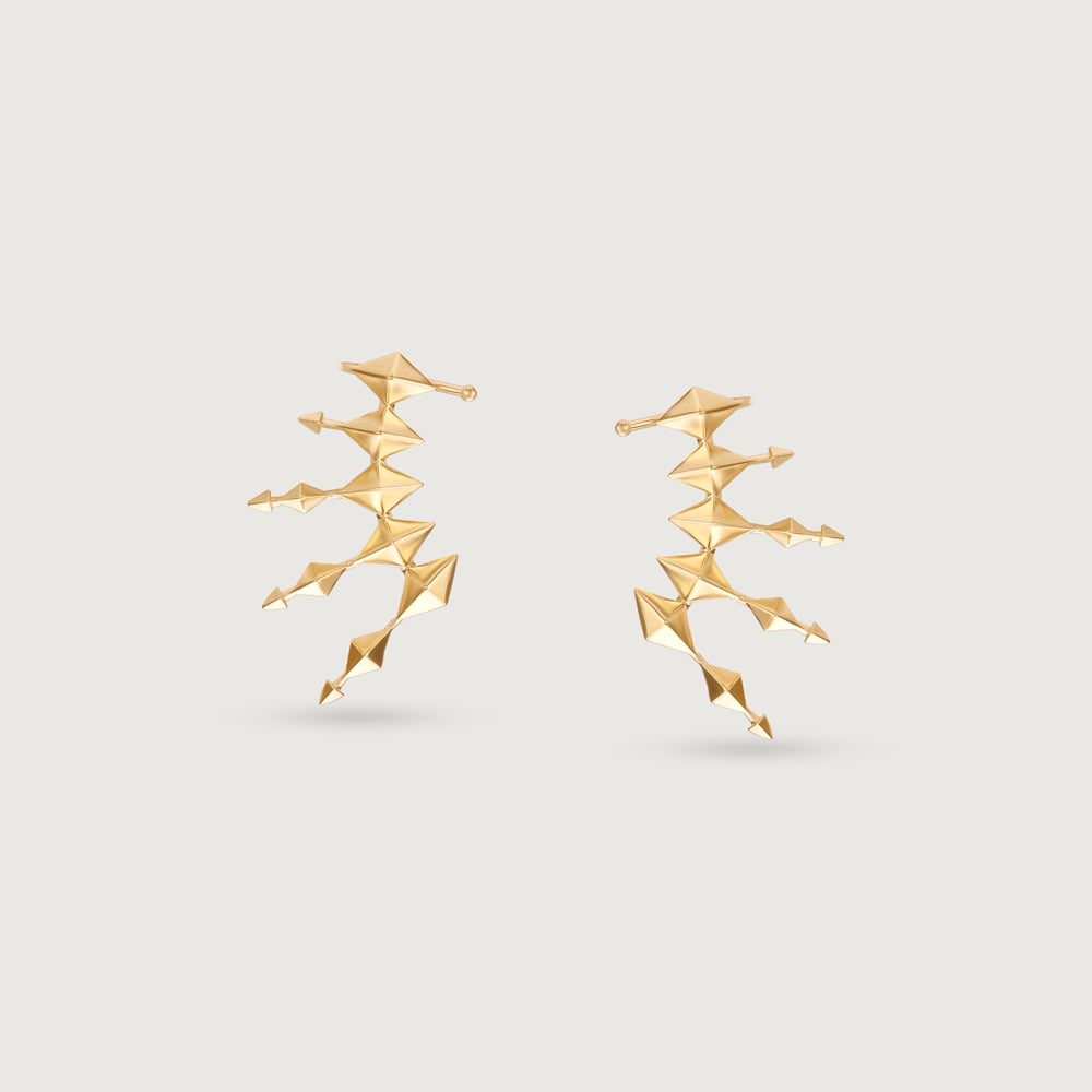 Bold Geometric Gold Stud Earrings,,hi-res thumbnail 3