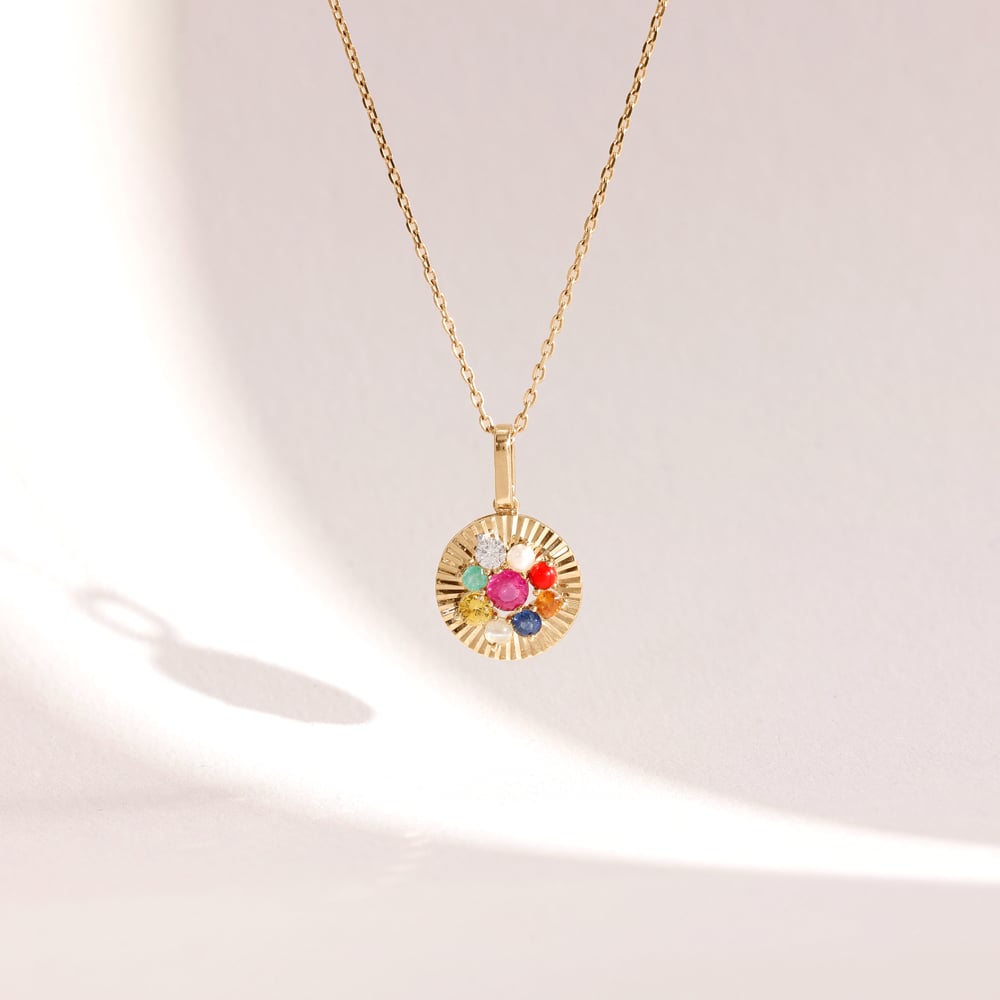 Glowing Navaratna Diamond Pendant