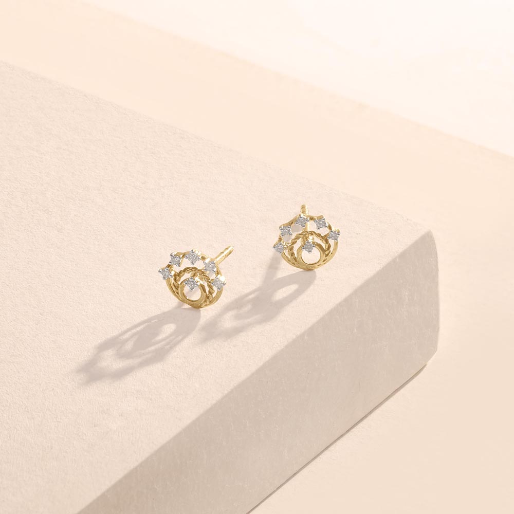 Crown Loop Diamond Stud Earrings