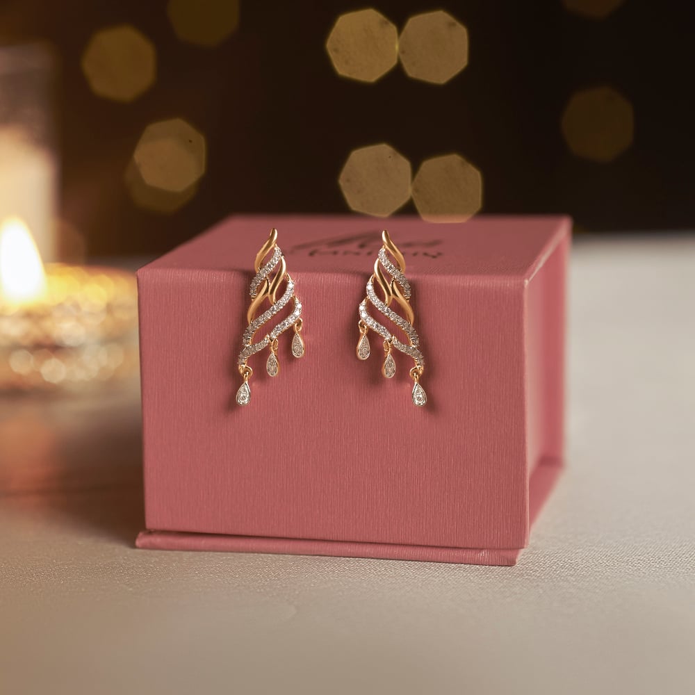 Luminous Rippling Diamond Drop Earrings