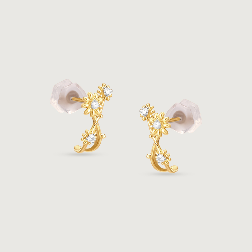 Dewdrop Daisy Diamond Hoop Earrings,,hi-res thumbnail 3