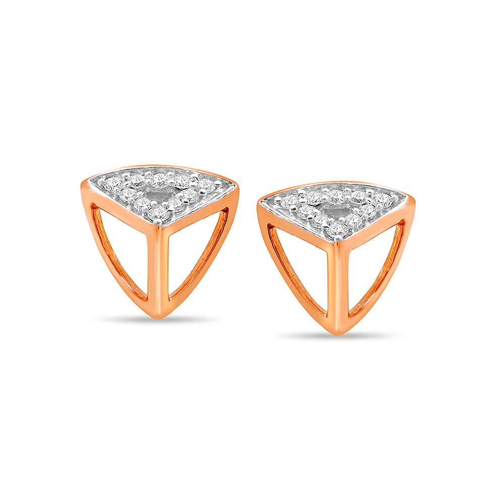 14kt White And Rose Gold Diamond Stud Earrings,,hi-res thumbnail 2