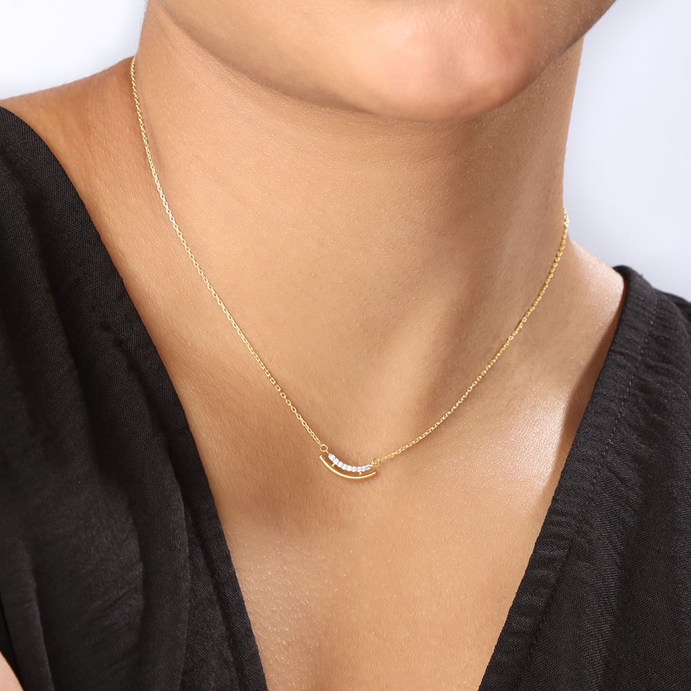 Curved Spark Diamond Necklace,,hi-res thumbnail 2