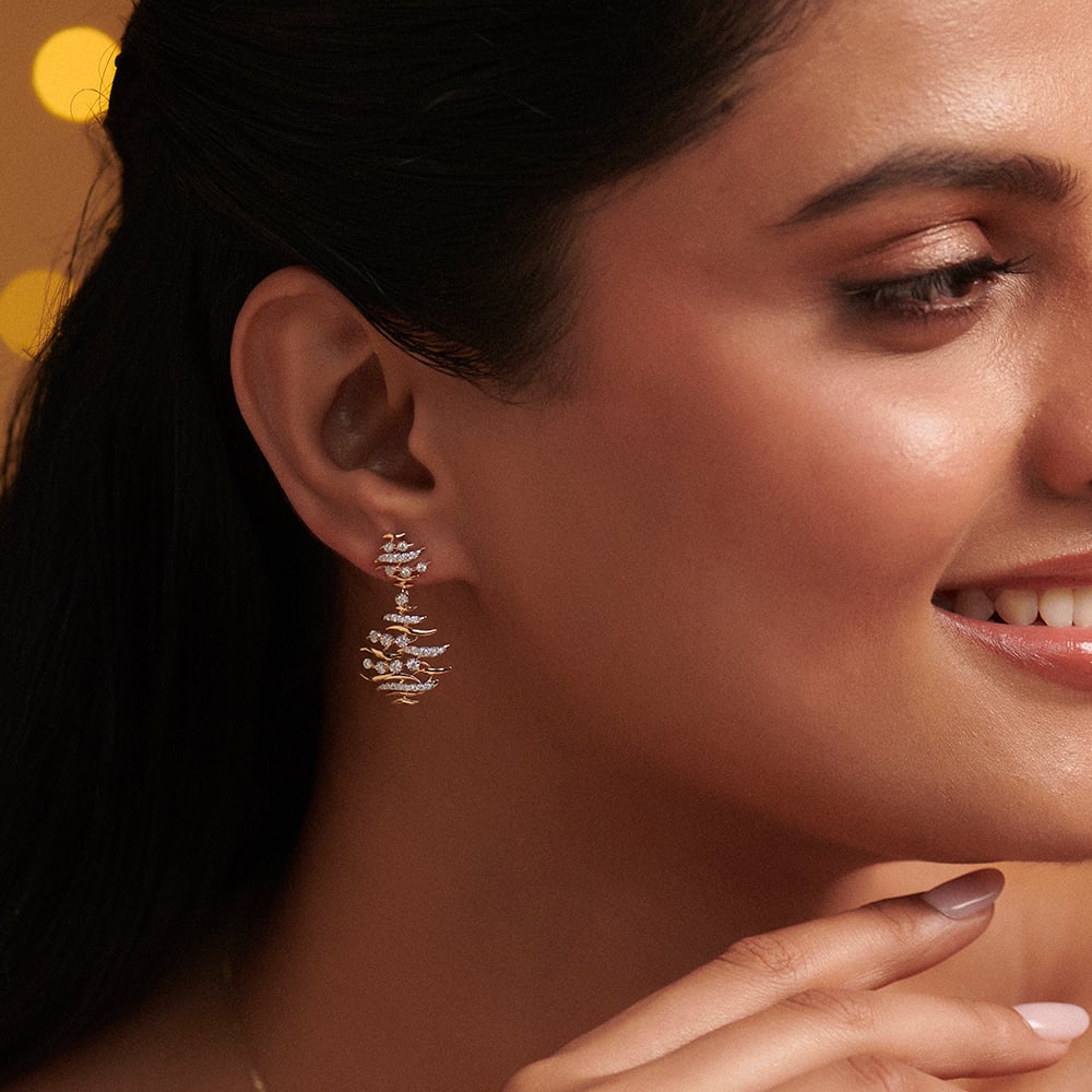 Floating Diyas Diamond Drop Earrings,,hi-res thumbnail 2