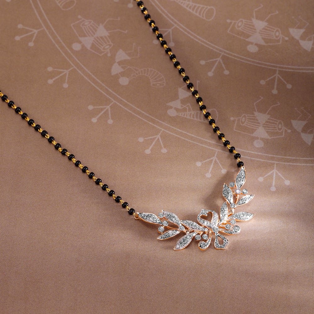 Enchanted Leaves 14 Kt Gold and Diamond Mangalsutra