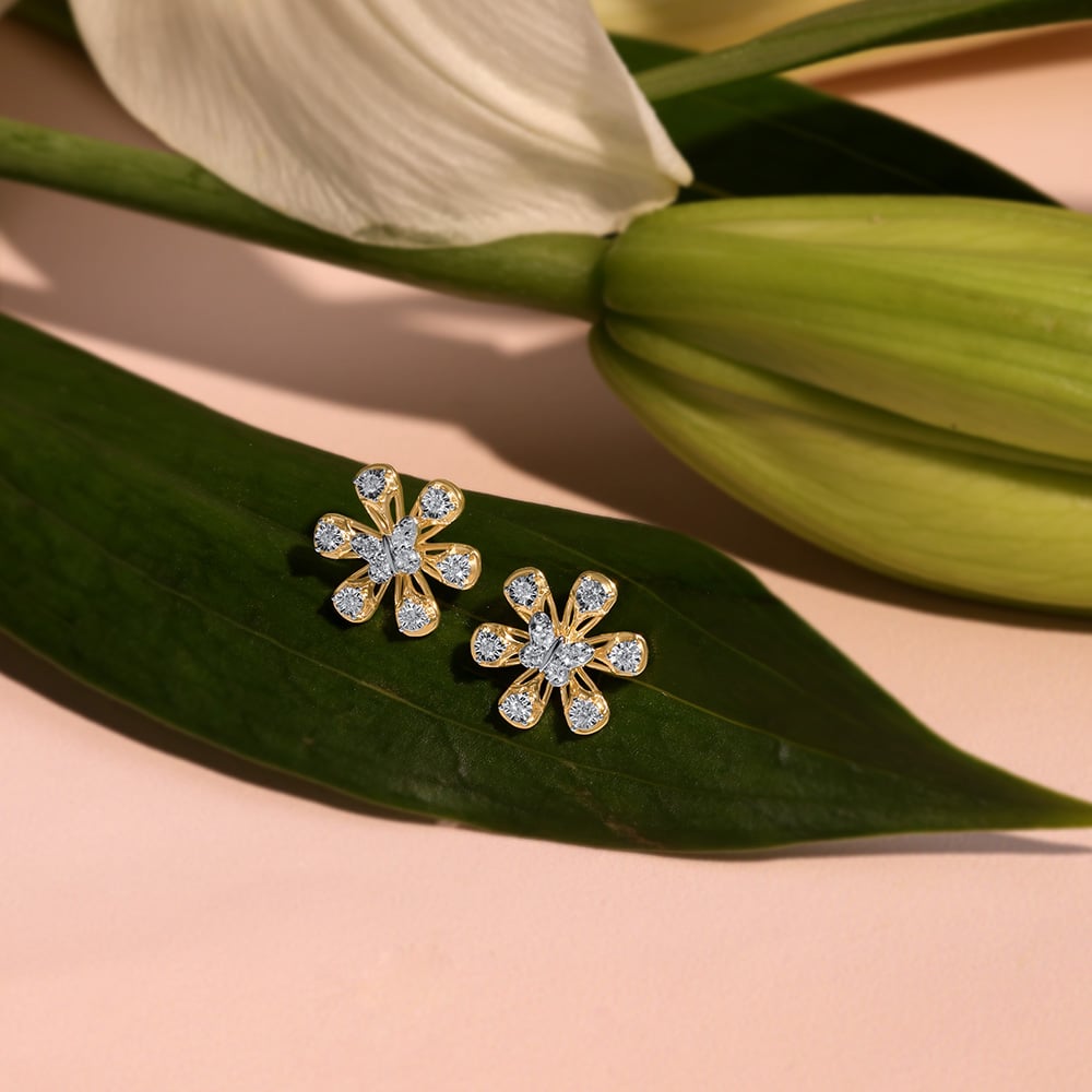 Floral Flutter Diamond Stud Earrings