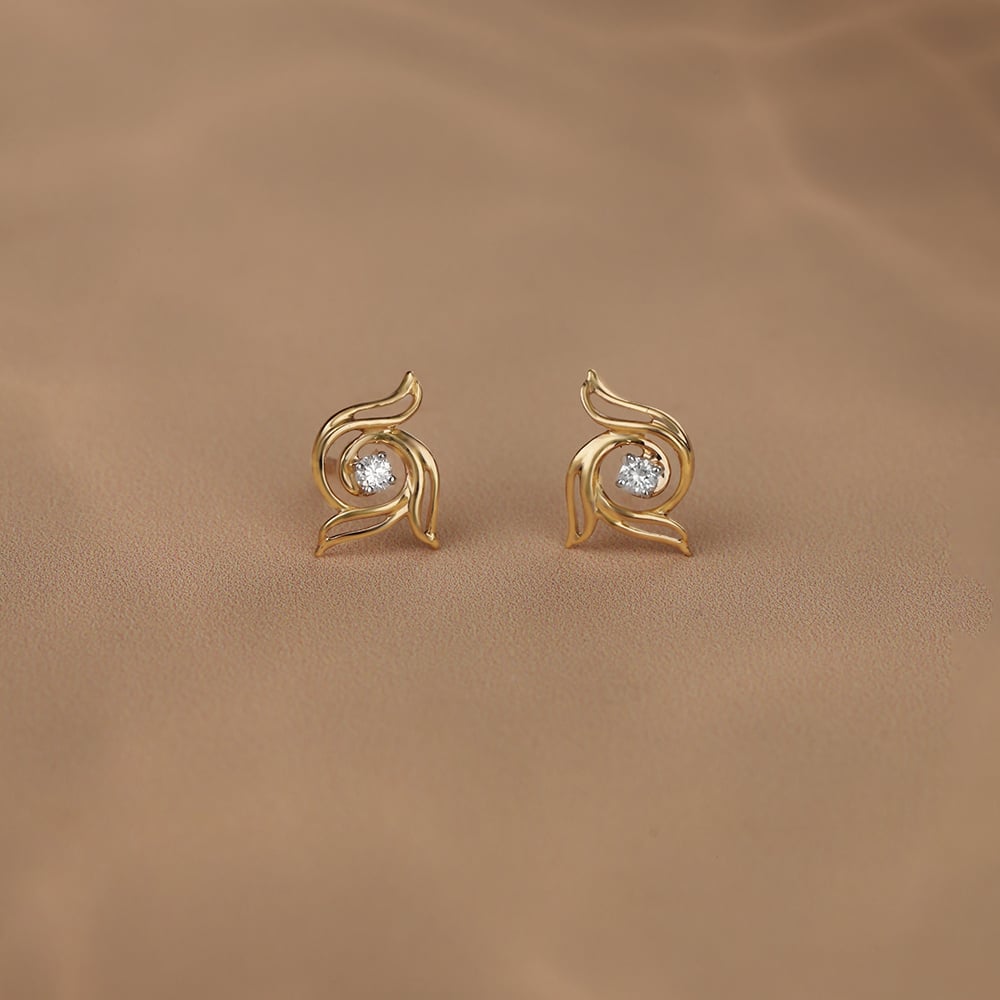 Petal Radiance 14 Kt Gold & Diamond Stud Earrings