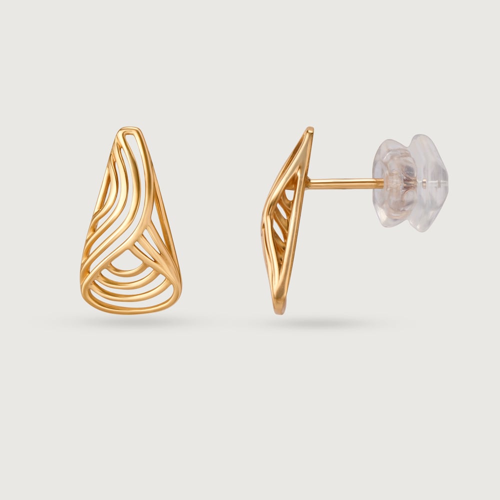 14KT Yellow Gold Triangle Edge Delight Stud Earrings,,hi-res thumbnail 4