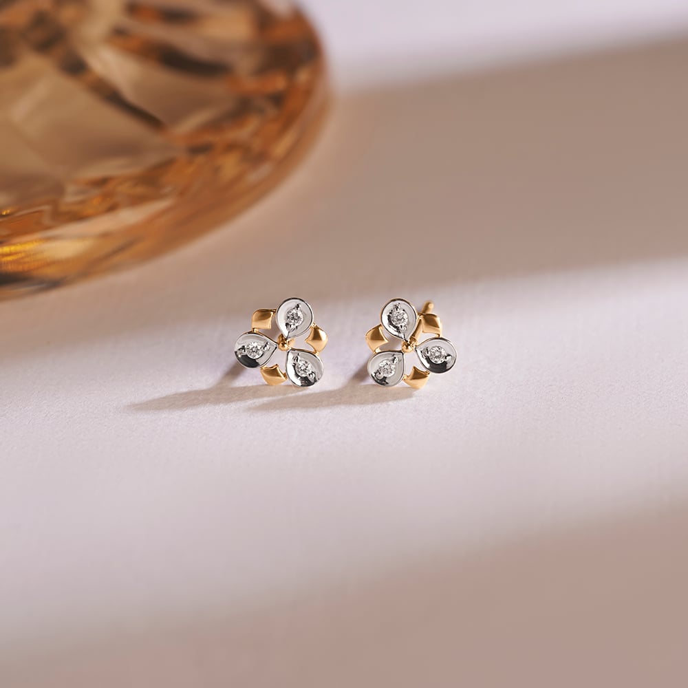 Twinkling Trio Diamond Stud Earrings