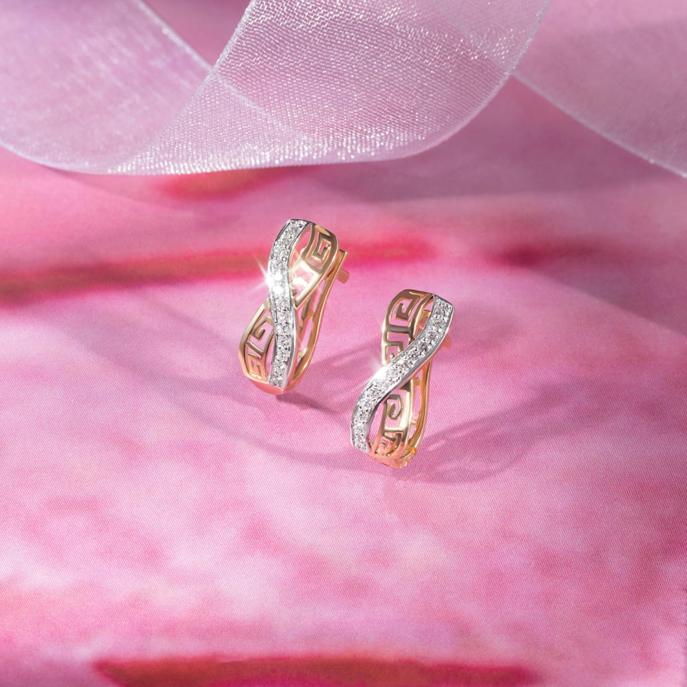 Infinity Chic Gold & Diamond Hoop Earrings