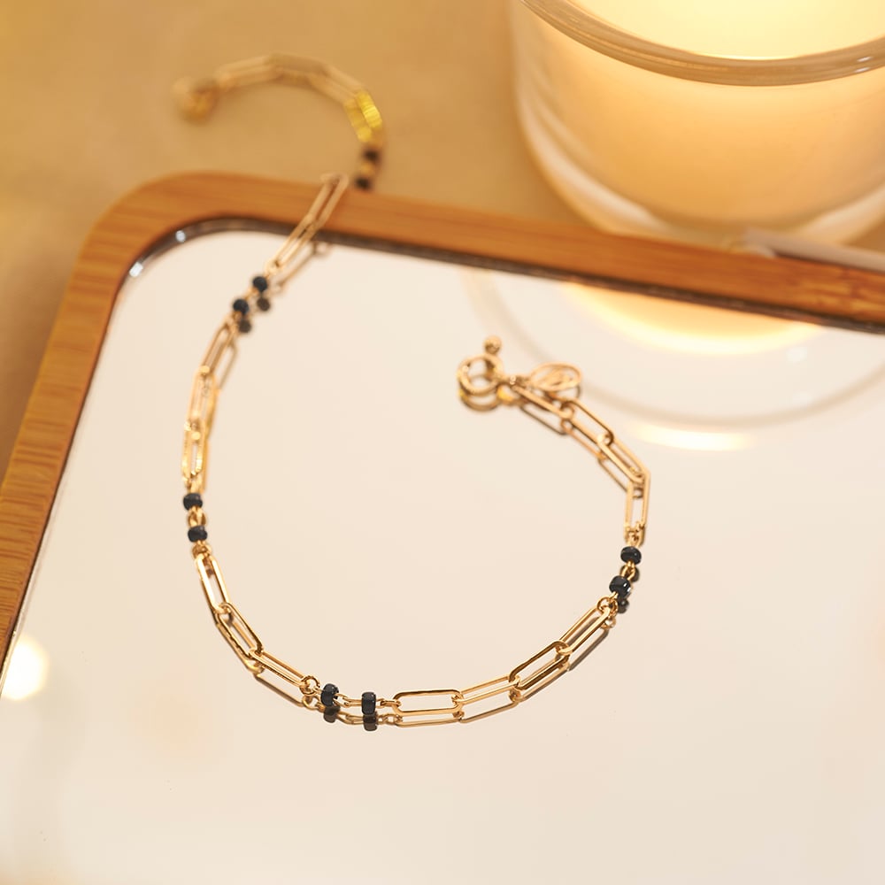 Sleek Geometric Gold Mangalsutra Bracelet