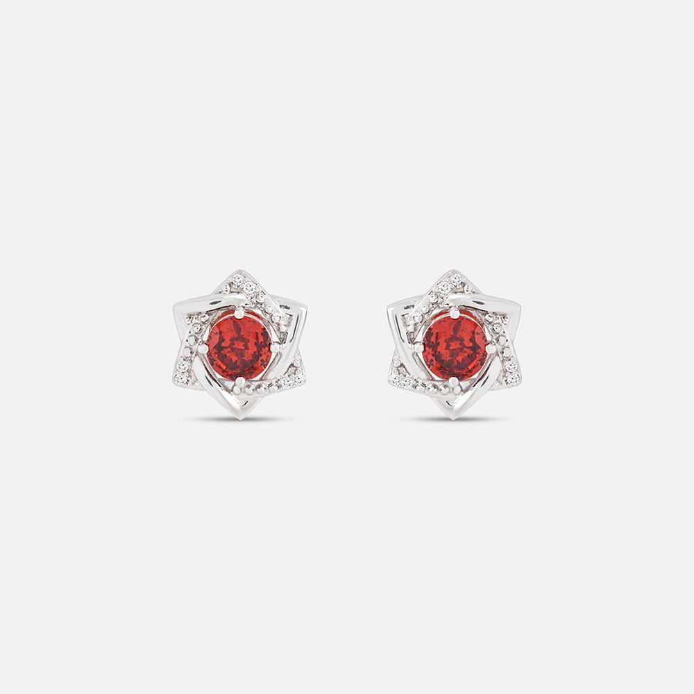 Bold Garnet Blossom Silver Earrings,,hi-res thumbnail 3
