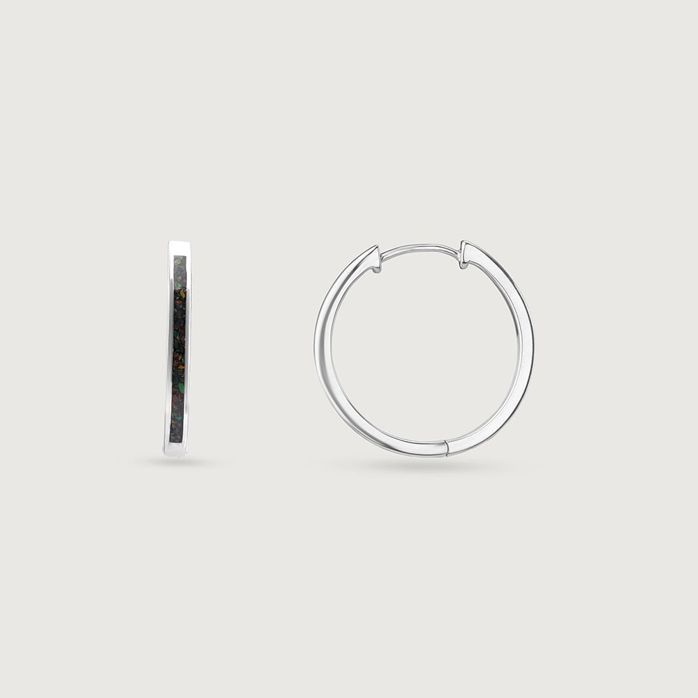 Vibrant Textured Opal Silver Hoop Earrings,,hi-res thumbnail 4