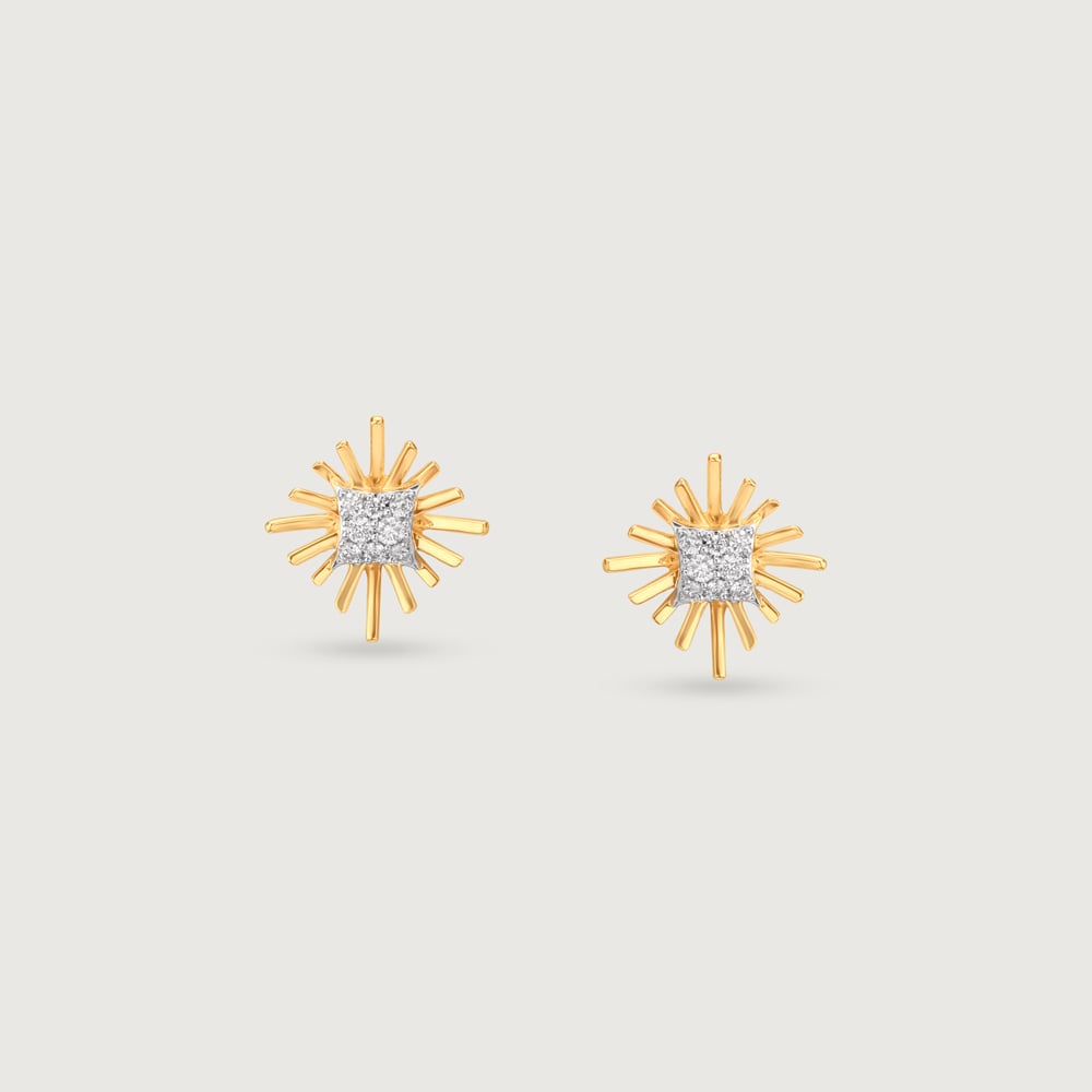 Classic Sunburst Diamond Stud Earrings,,hi-res thumbnail 3