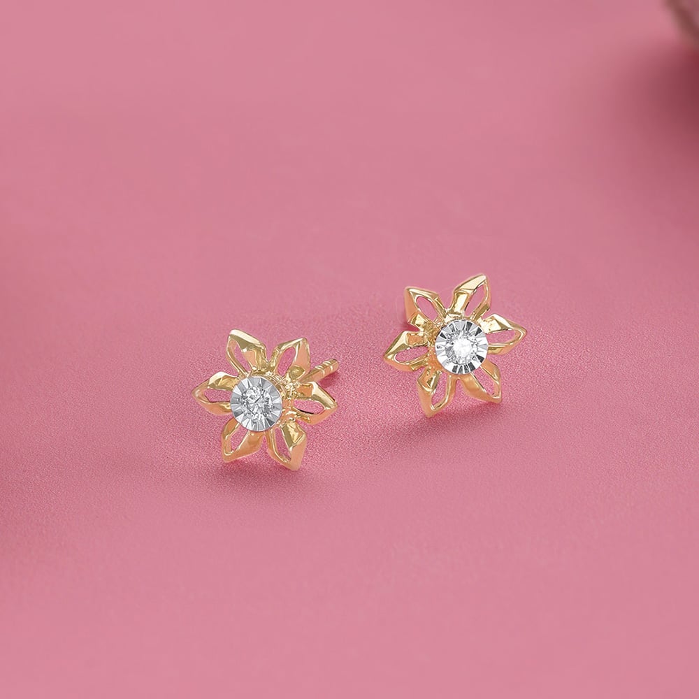 Whimsy Daisy Diamond Stud Earrings