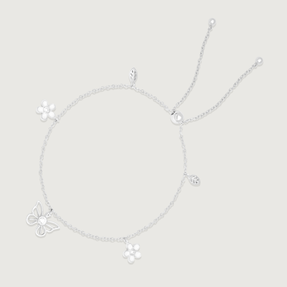 Flutter Bloom Silver Anklet,,hi-res thumbnail 4