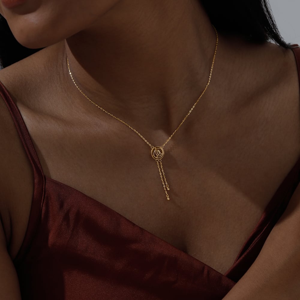 Fluid Orbit Gold Necklace,,hi-res thumbnail 2