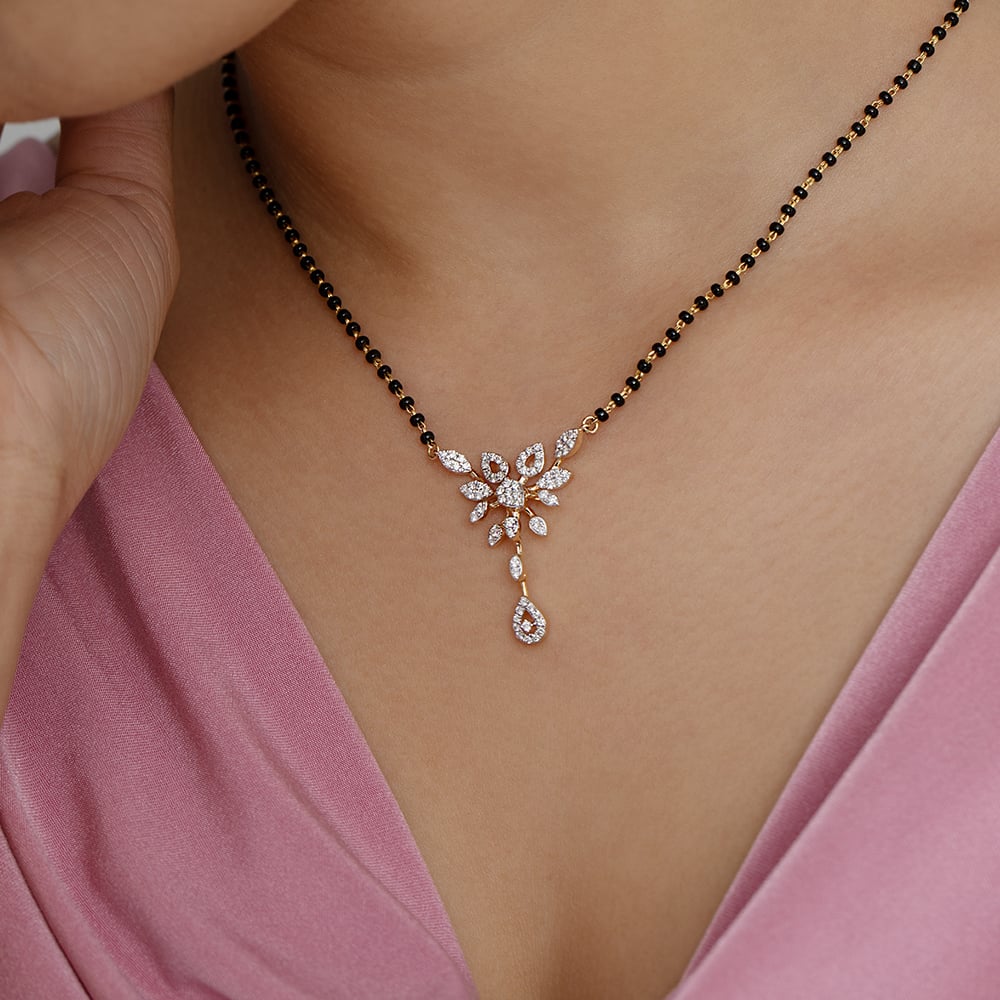 Floral Cascade Gold and Diamond Mangalsutra,,hi-res thumbnail 2