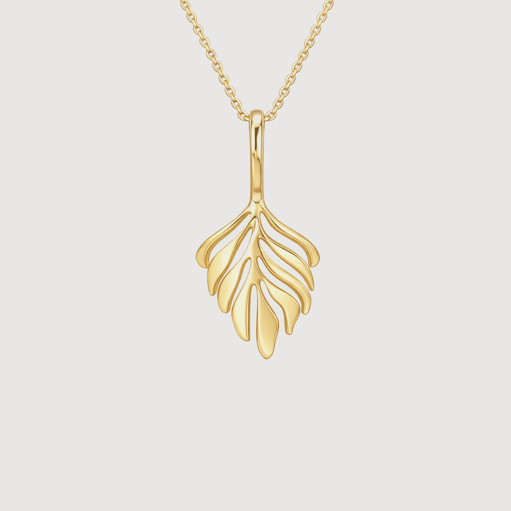Graceful Leaf Gold Pendant,,hi-res thumbnail 3
