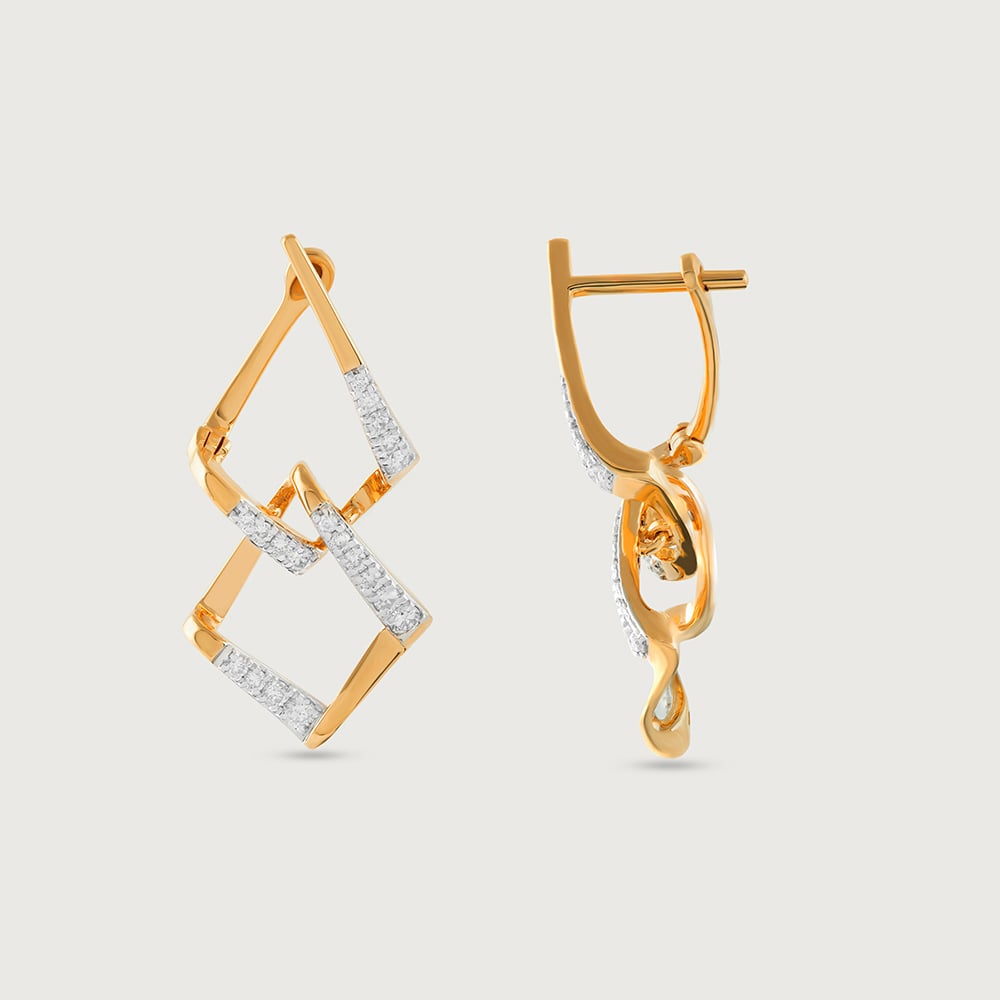 Geometric Glam Gold & Diamond Hoop Earrings,,hi-res thumbnail 4