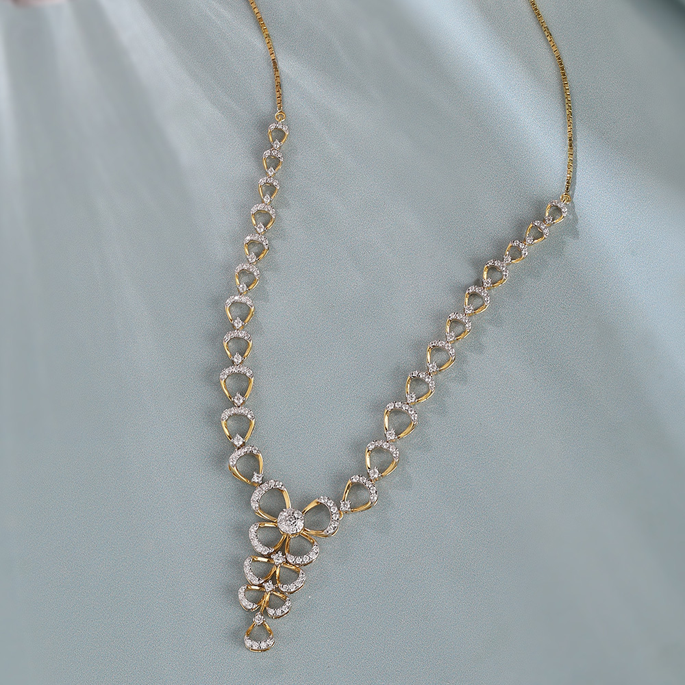 Delicate Bowtie Gold & Diamond Necklace,,hi-res thumbnail 1