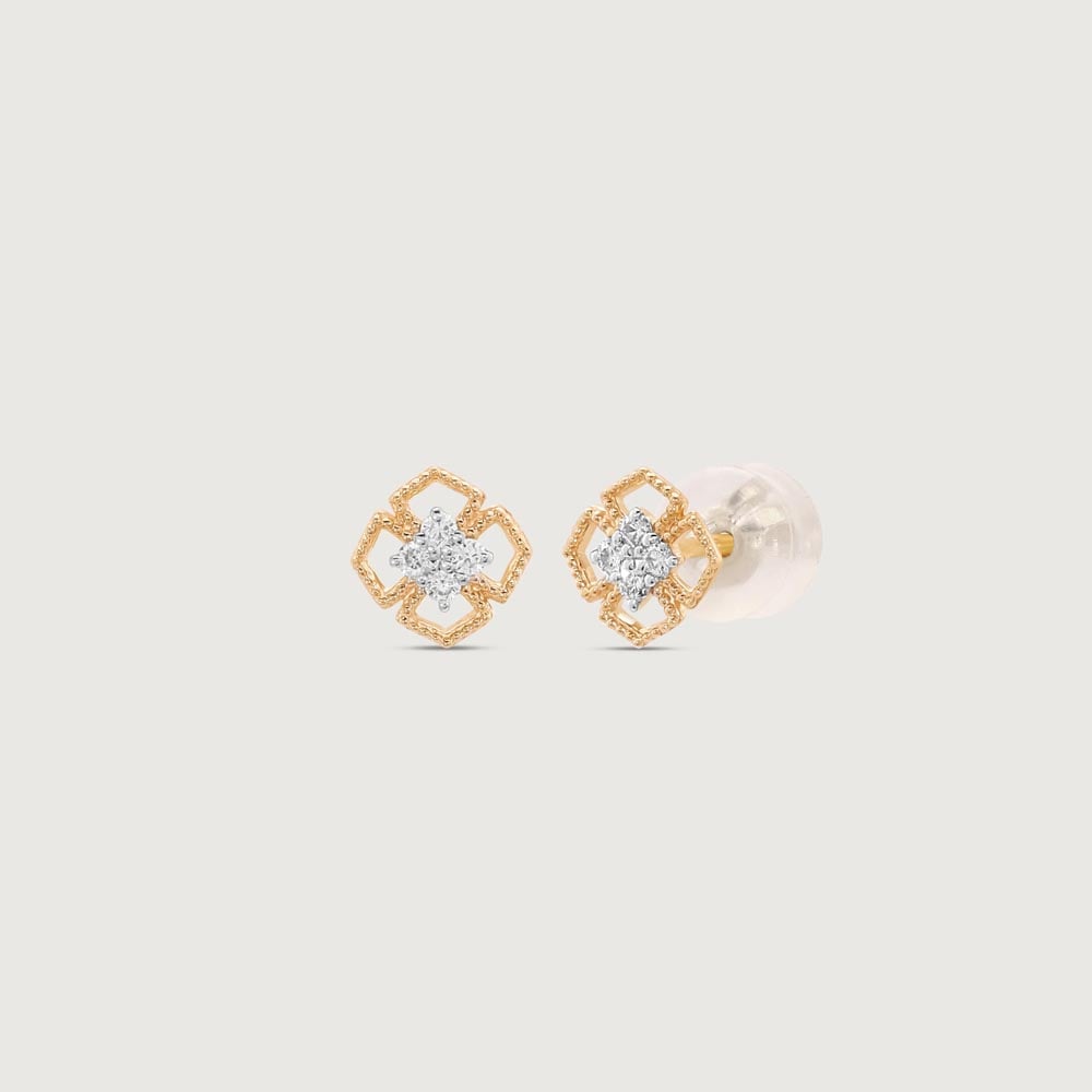 Golden Bloom Diamond Stud Earrings,,hi-res thumbnail 4