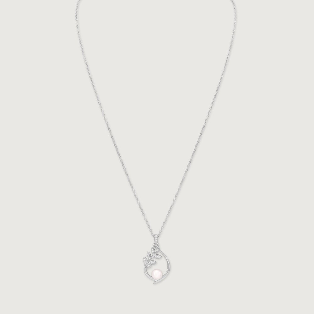 Elegant Leaf Drop Silver Necklace,,hi-res thumbnail 4