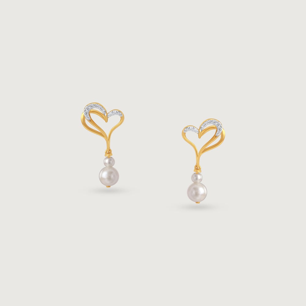 Entwined Love Pearl & Diamond Drop Earrings,,hi-res thumbnail 3
