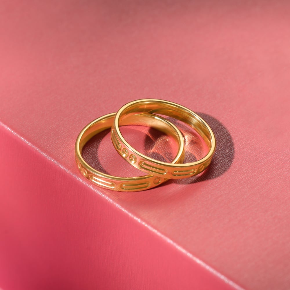 Heartfelt Band 18KT Gold Couple Ring-Single Piece,,hi-res thumbnail 2