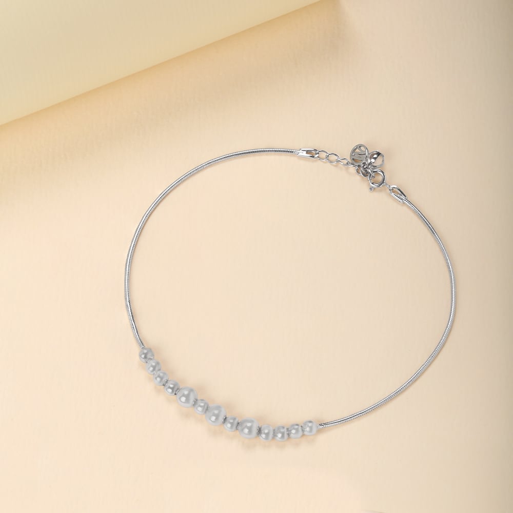 Bead Bomb Single Silver Anklet,,hi-res thumbnail 1