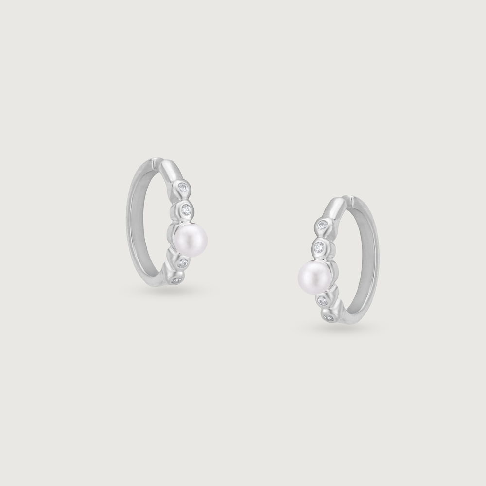 Twinkle Dot Silver Hoop Earrings,,hi-res thumbnail 3