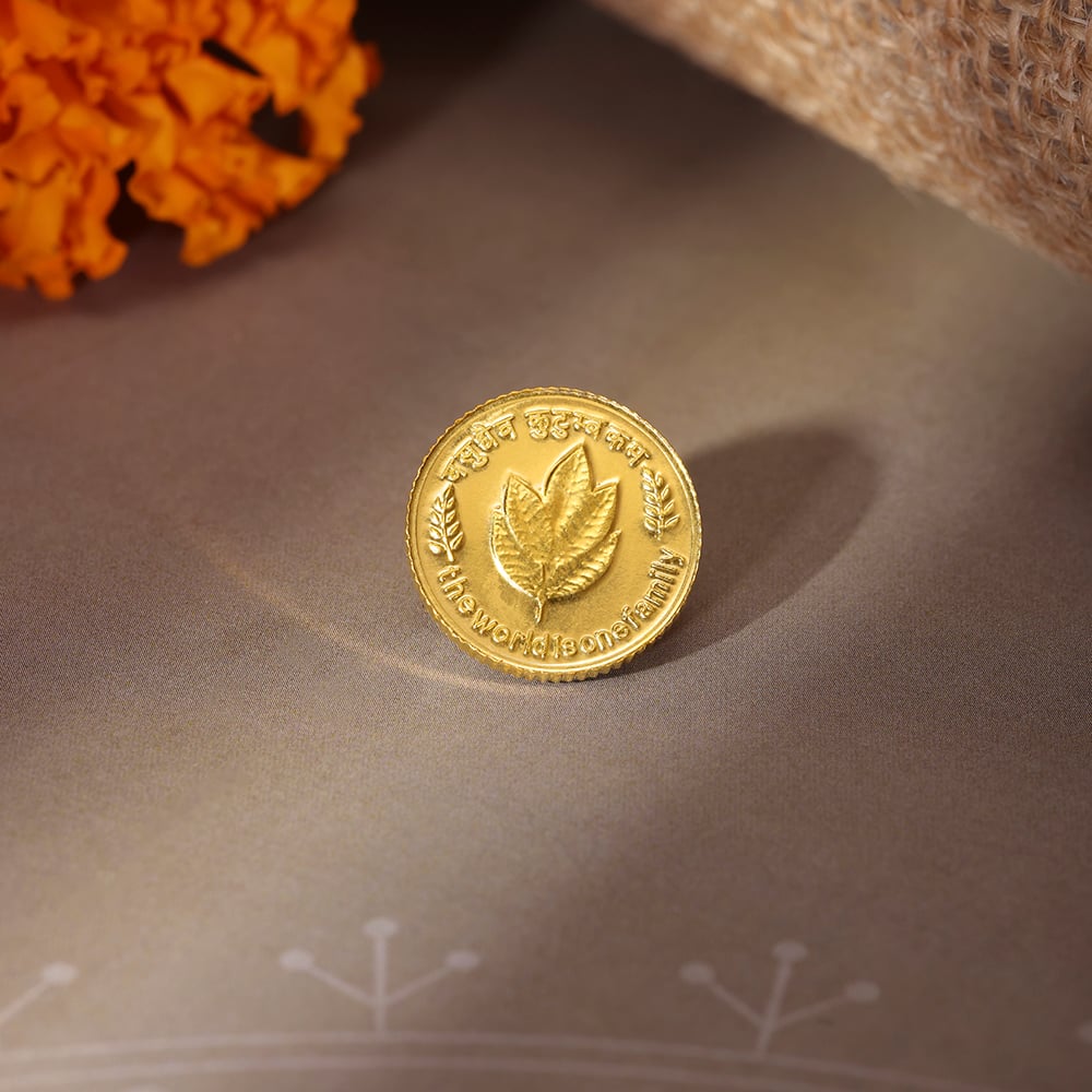 5 GM 24 Karat Mango Leaf Gold Coin