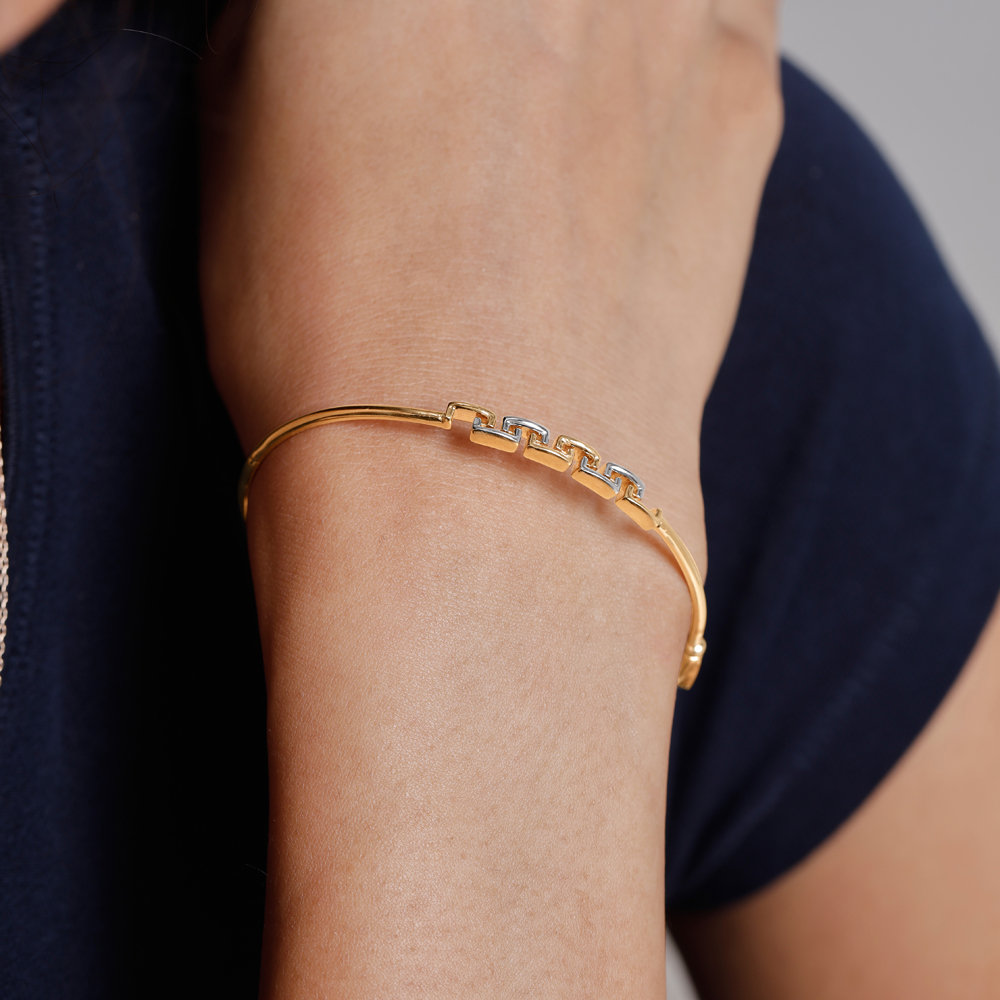 Refined Geometric Gold Bangle,,hi-res thumbnail 2