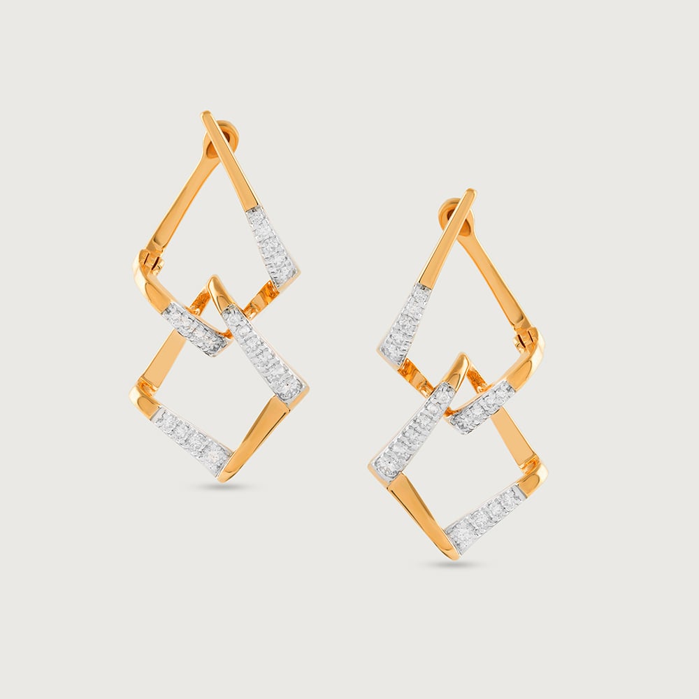 Geometric Glam Gold & Diamond Hoop Earrings,,hi-res thumbnail 3