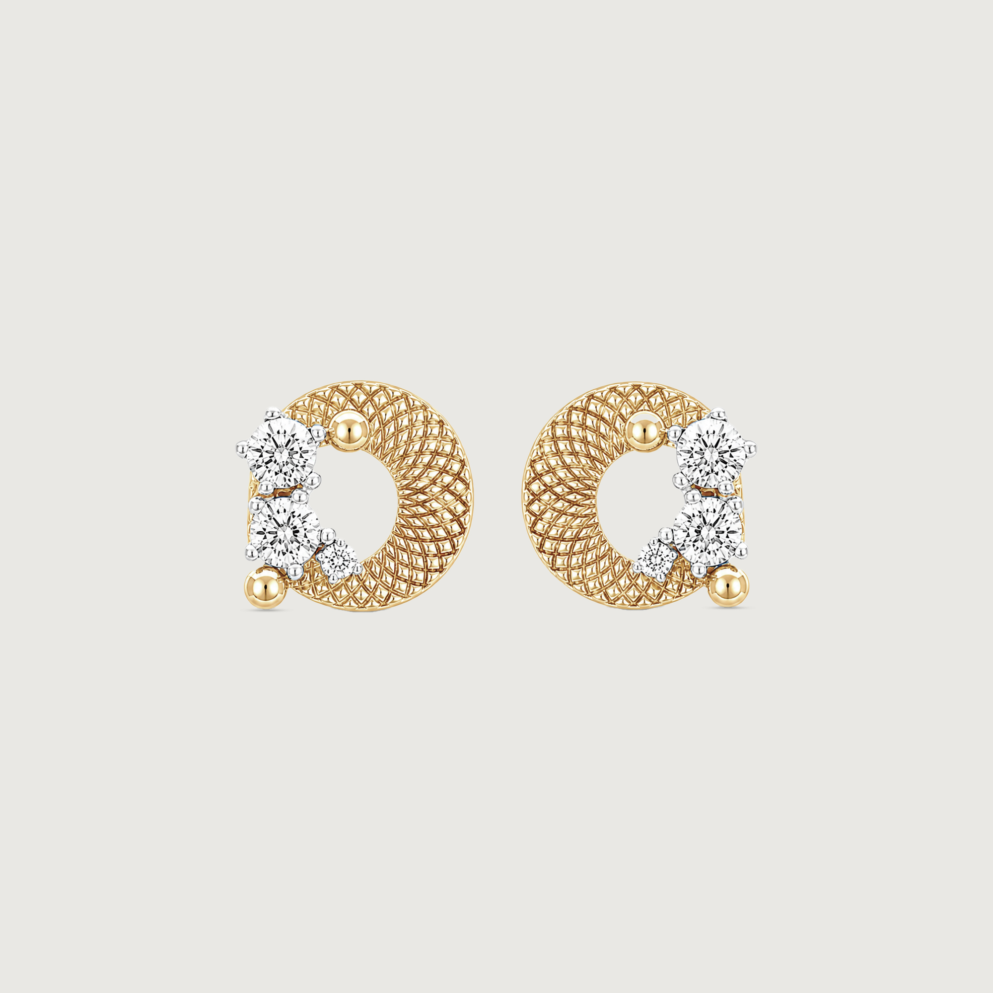 Textured Orbit Diamond Stud Earrings,,hi-res thumbnail 3