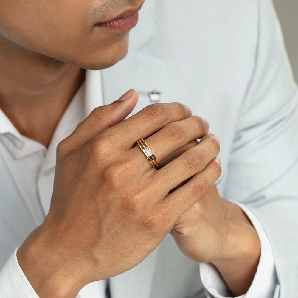 Clean Cuts Gold & Diamond Ring for Men,,hi-res thumbnail 2