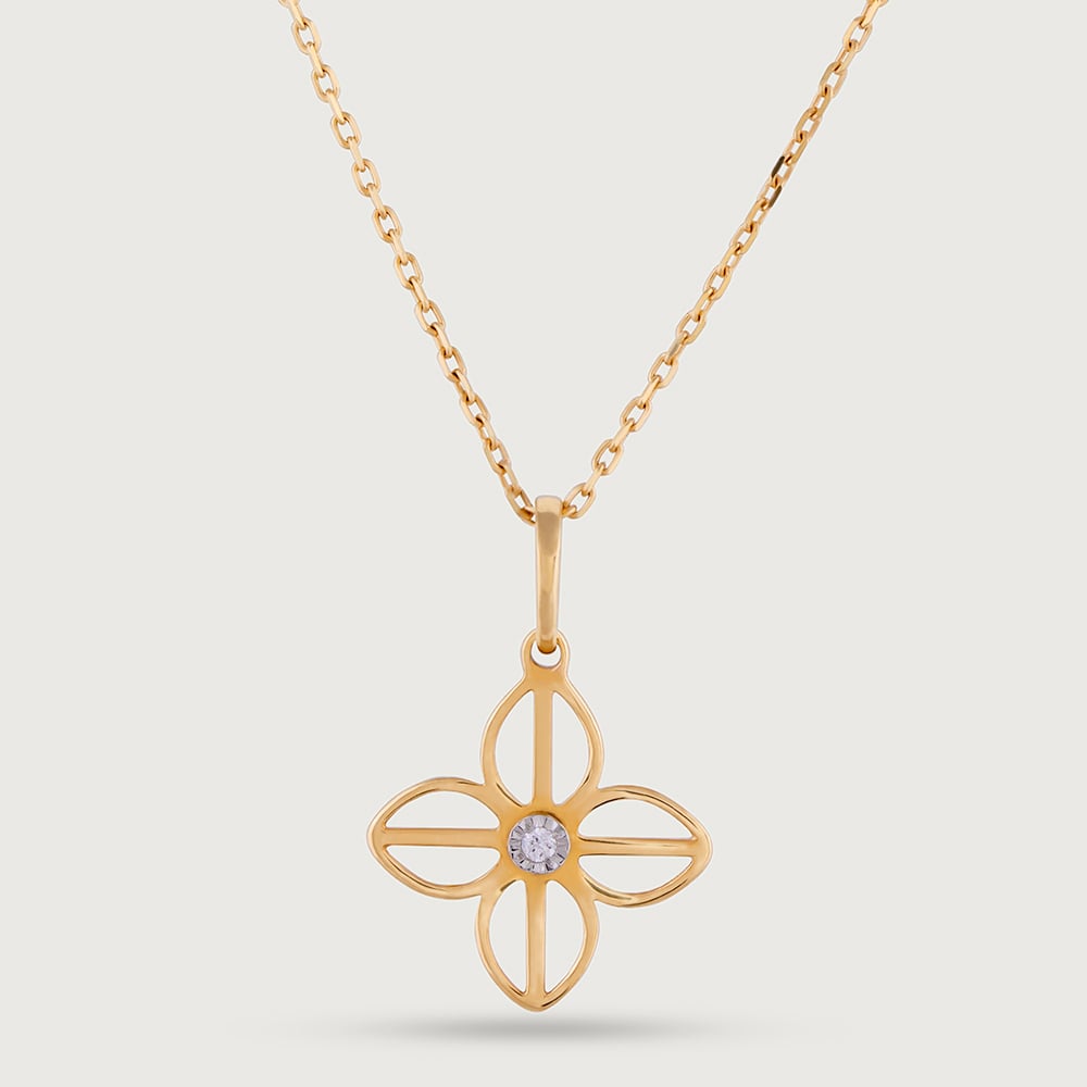 Elegant Floral Gold & Diamond Pendant,,hi-res thumbnail 3