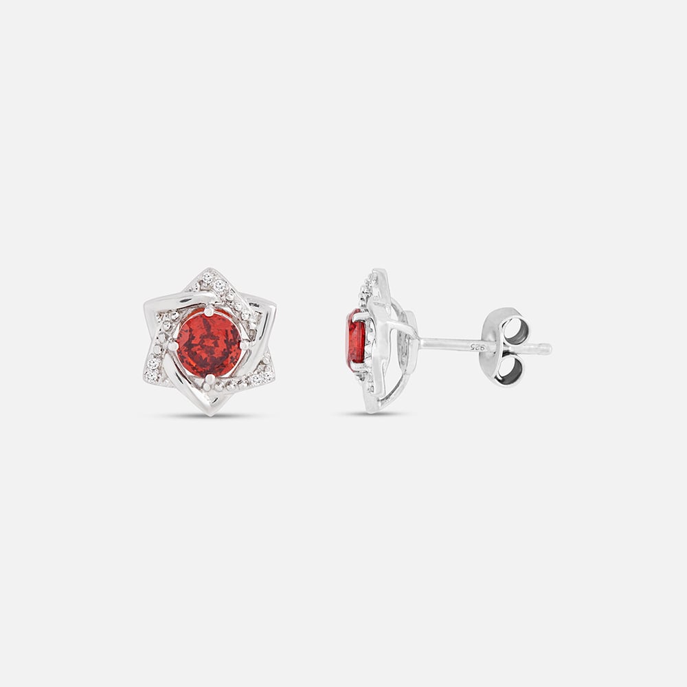 Bold Garnet Blossom Silver Earrings,,hi-res thumbnail 4