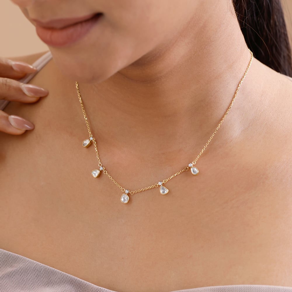 Graceful Drape Polki Diamond Necklace,,hi-res thumbnail 2