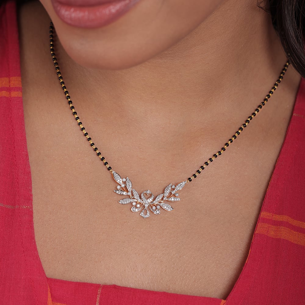 Enchanted Leaves 14 Kt Gold and Diamond Mangalsutra,,hi-res thumbnail 2