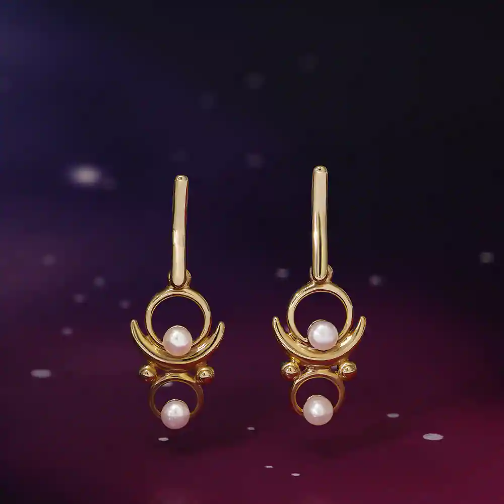 Moon shadow Melody 14KT Pearl Drop Earring