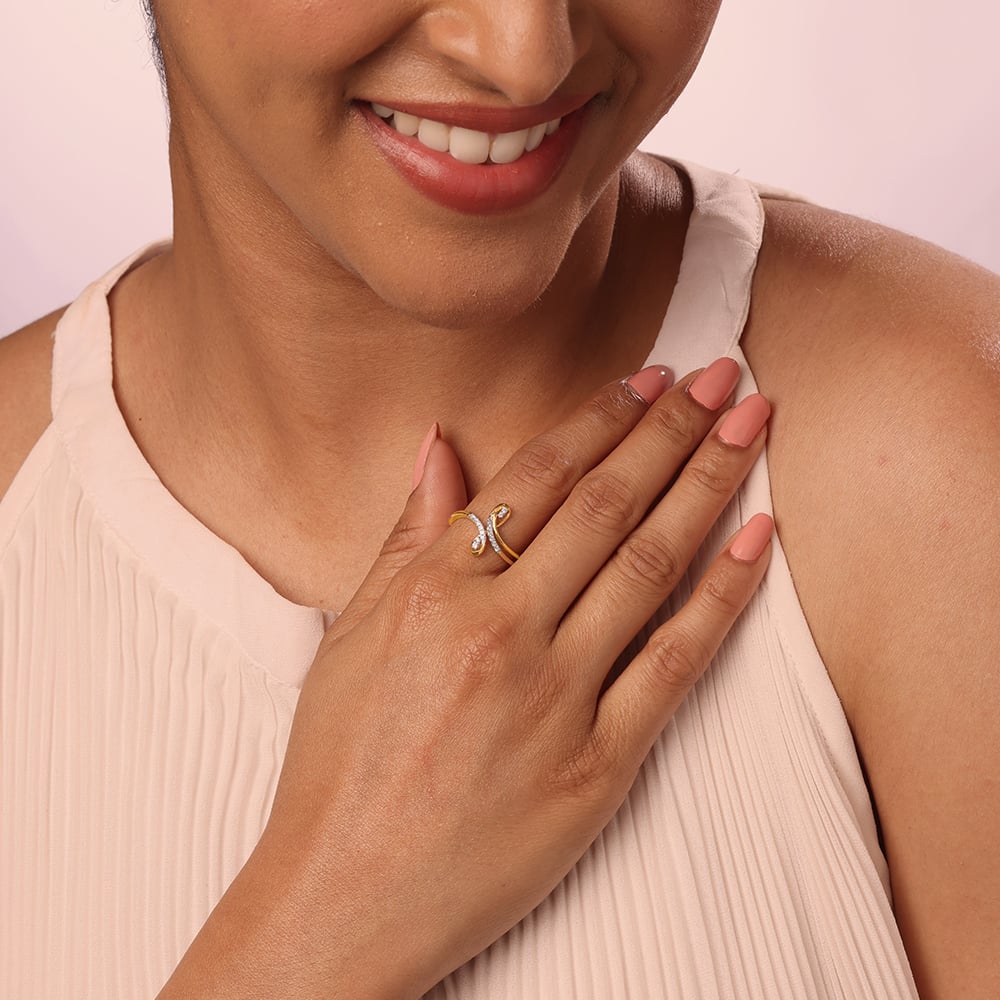 Flowing Sparkle 14 Kt Gold & Diamond Ring,,hi-res thumbnail 2