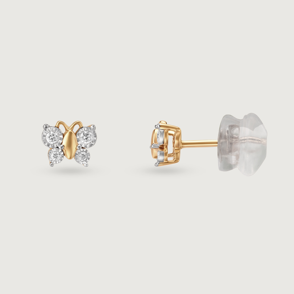 Twilight Butterfly 14KT Gold & Diamond Stud Earrings,,hi-res thumbnail 4
