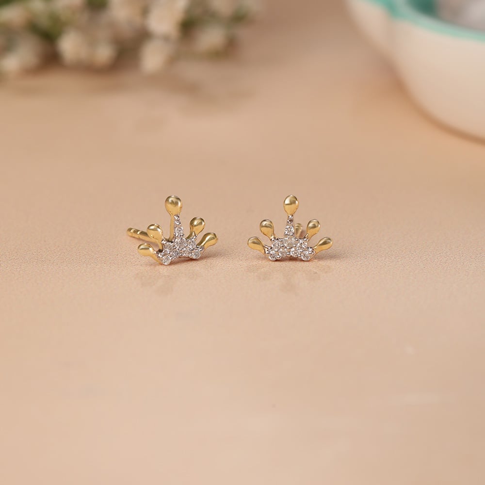 Regal Radiance 14KT Gold & Diamond Stud Earrings