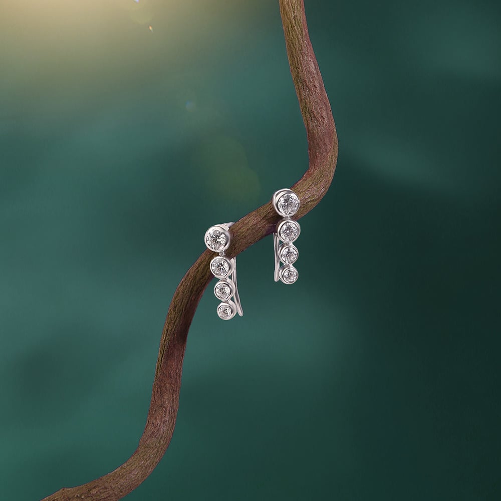 Radiant Line Silver Drop Earrings