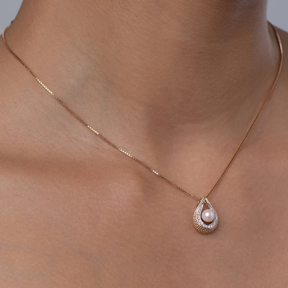 Soft Lustrous Pearl & Diamond Pendant,,hi-res thumbnail 2