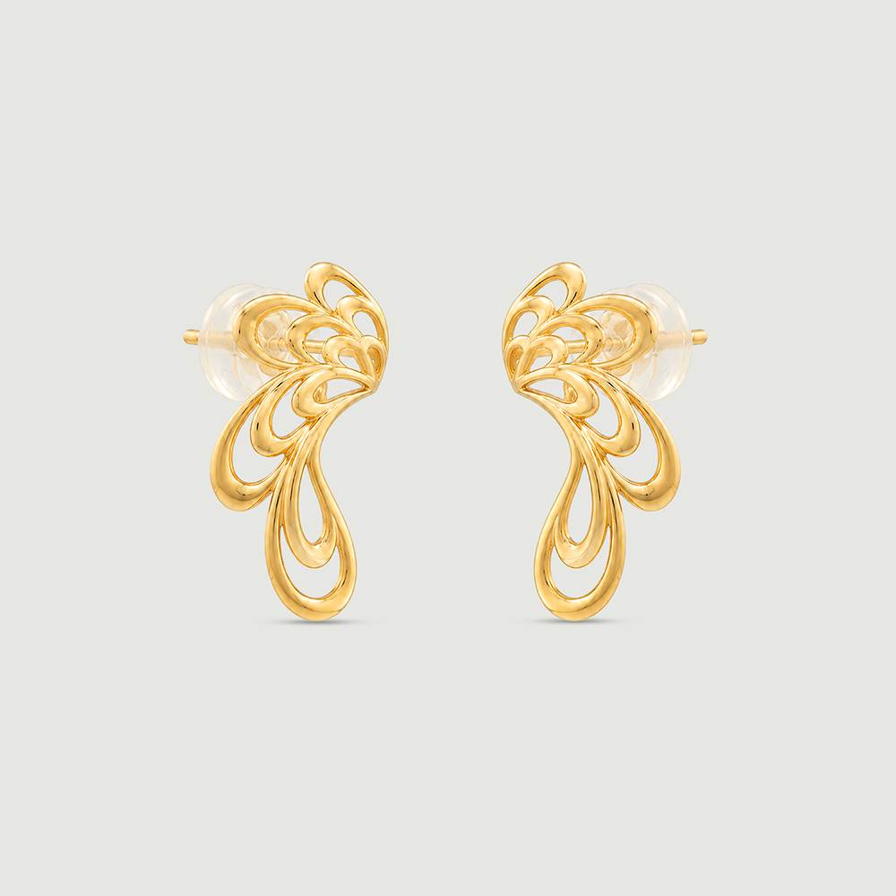 Fluid Diya Gold Stud Earrings,,hi-res thumbnail 5
