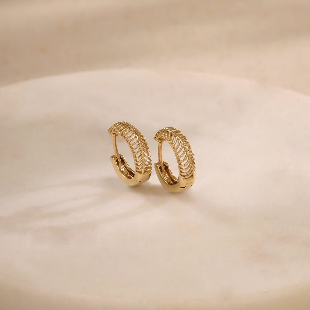 Linear Rhythm Gold Hoop Earrings